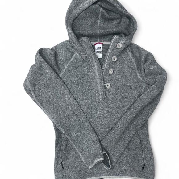 Grey the north face Sweatshirt Hooded Medium 1/4 button NWOT - Picture 1 of 5